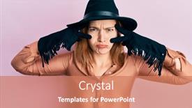  Presentation with barber - Presentation design consisting of young-caucasian-woman-wearing-barber background and a coral colored foreground