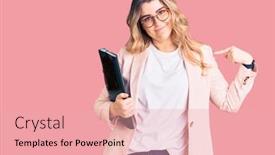  Presentation with binder - Colorful theme enhanced with young-caucasian-woman-wearing-business backdrop and a lemonade colored foreground