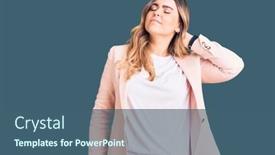  Presentation with injury - Amazing PPT theme having young-caucasian-woman-wearing-business backdrop and a ocean colored foreground