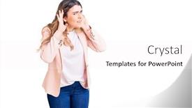  Presentation with deaf - Beautiful presentation theme featuring young-caucasian-woman-wearing-business backdrop and a sky blue colored foreground