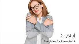  Presentation with self care - Cool new slide deck with young-caucasian-woman-wearing-business backdrop and a white colored foreground