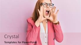  Presentation with angry - Presentation design consisting of young-caucasian-woman-wearing-business background and a coral colored foreground