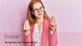  Presentation with salary - Beautiful PPT theme featuring young-caucasian-woman-wearing-business backdrop and a coral colored foreground