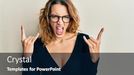  Presentation with music business - Slide deck with young-caucasian-woman-wearing-business background and a  colored foreground