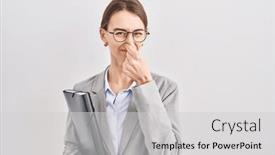  Presentation with breath - Presentation theme with young-caucasian-woman-wearing-business background and a light gray colored foreground