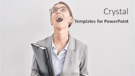  Presentation with anger - Theme having young-caucasian-woman-wearing-business background and a white colored foreground