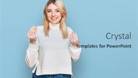  Presentation with salary - Amazing presentation having young-caucasian-woman-wearing-casual backdrop and a light blue colored foreground