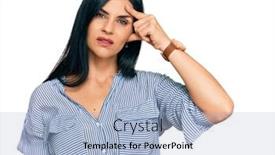  Presentation with acne woman - Presentation theme consisting of young-caucasian-woman-wearing-casual background and a light blue colored foreground