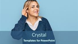  Presentation with listening woman - Theme enhanced with young-caucasian-woman-wearing-casual background and a ocean colored foreground
