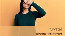  Presentation with blind - Cool new slides with young-caucasian-woman-wearing-casual backdrop and a yellow colored foreground