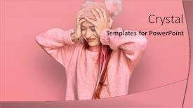  Presentation with migraine - Colorful theme enhanced with young-caucasian-woman-wearing-casual backdrop and a coral colored foreground