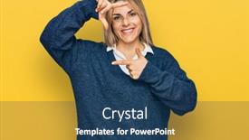  Presentation with creativity - Presentation theme featuring young-caucasian-woman-wearing-casual background and a  colored foreground