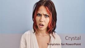  Presentation with mouth - Theme consisting of young-caucasian-woman-wearing-casual background and a coral colored foreground