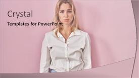  Presentation with woman crying - Slide deck consisting of young-caucasian-woman-wearing-casual background and a  colored foreground