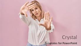  Presentation with frame pink - Slide set enhanced with young-caucasian-woman-wearing-casual background and a lemonade colored foreground