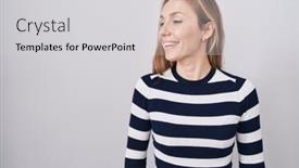  Presentation with navy - Presentation enhanced with young-caucasian-woman-wearing-casual background and a light gray colored foreground
