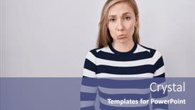  Presentation with navy - Presentation theme with young-caucasian-woman-wearing-casual background and a ocean colored foreground