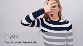  Presentation with navy - PPT theme with young-caucasian-woman-wearing-casual background and a  colored foreground