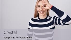  Presentation with navy - Slides featuring young-caucasian-woman-wearing-casual background and a light gray colored foreground