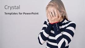  Presentation with navy - Presentation having young-caucasian-woman-wearing-casual background and a light gray colored foreground