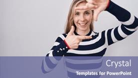  Presentation with navy - Slide set enhanced with young-caucasian-woman-wearing-casual background and a ocean colored foreground