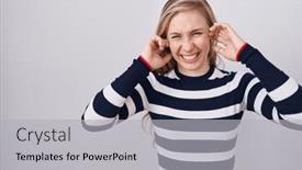  Presentation with navy - Theme consisting of young-caucasian-woman-wearing-casual background and a light gray colored foreground