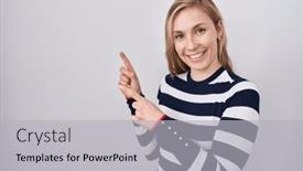  Presentation with navy - PPT theme enhanced with young-caucasian-woman-wearing-casual background and a light gray colored foreground