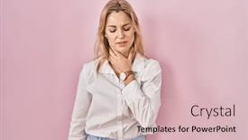  Presentation with sore throat - PPT theme with young-caucasian-woman-wearing-casual background and a lemonade colored foreground