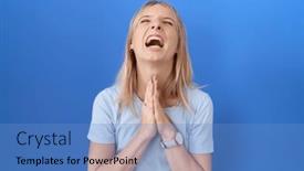  Presentation with mom praying hands - PPT layouts featuring young-caucasian-woman-wearing-casual background and a teal colored foreground