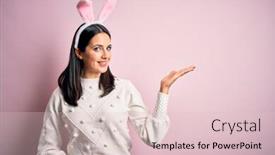  Presentation with hand palm - Colorful PPT theme enhanced with young-caucasian-woman-wearing-cute backdrop and a lemonade colored foreground