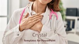  Presentation with hands heart - Slides featuring young-caucasian-woman-wearing-doctor background and a soft green colored foreground