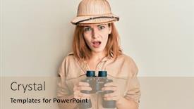  Presentation with explorer - Beautiful slides featuring young-caucasian-woman-wearing-explorer backdrop and a coral colored foreground