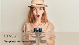  Presentation with explorer - Theme having young-caucasian-woman-wearing-explorer background and a coral colored foreground