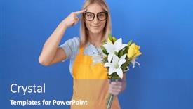  Presentation with great idea - Slides with young-caucasian-woman-wearing-florist background and a ocean colored foreground