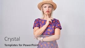  Presentation with summer flowers - Slides featuring young-caucasian-woman-wearing-flowers background and a  colored foreground