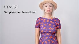  Presentation with young woman wearing boxer gloves - Presentation theme featuring young-caucasian-woman-wearing-flowers background and a light gray colored foreground