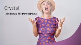  Presentation with summer flowers - PPT theme with young-caucasian-woman-wearing-flowers background and a  colored foreground