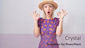  Presentation with summer flowers - Presentation theme consisting of young-caucasian-woman-wearing-flowers background and a coral colored foreground