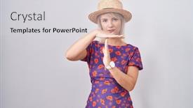  Presentation with summer flowers - Presentation design having young-caucasian-woman-wearing-flowers background and a  colored foreground