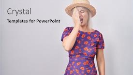  Presentation with face pain - PPT theme having young-caucasian-woman-wearing-flowers background and a  colored foreground