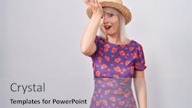  Presentation with summer flowers - Presentation design featuring young-caucasian-woman-wearing-flowers background and a  colored foreground