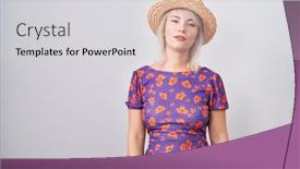  Presentation with summer flowers - Presentation theme featuring young-caucasian-woman-wearing-flowers background and a light gray colored foreground