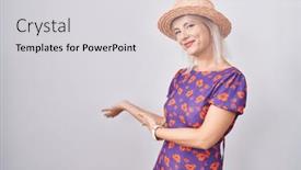  Presentation with summer flowers - Slide deck with young-caucasian-woman-wearing-flowers background and a light gray colored foreground