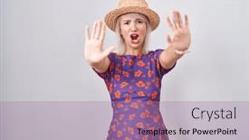  Presentation with summer flowers - Slides with young-caucasian-woman-wearing-flowers background and a  colored foreground