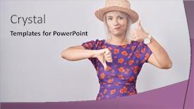  Presentation with conflict - PPT theme having young-caucasian-woman-wearing-flowers background and a light gray colored foreground