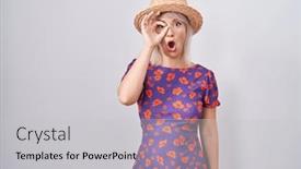  Presentation with summer flowers - Theme with young-caucasian-woman-wearing-flowers background and a light gray colored foreground