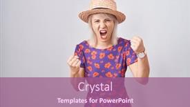  Presentation with summer flowers - Presentation theme consisting of young-caucasian-woman-wearing-flowers background and a coral colored foreground