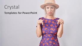  Presentation with summer flowers - Presentation with young-caucasian-woman-wearing-flowers background and a light gray colored foreground