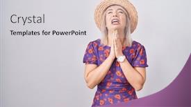  Presentation with summer flowers - PPT theme with young-caucasian-woman-wearing-flowers background and a  colored foreground