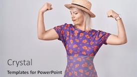  Presentation with summer flowers - Presentation theme featuring young-caucasian-woman-wearing-flowers background and a light gray colored foreground